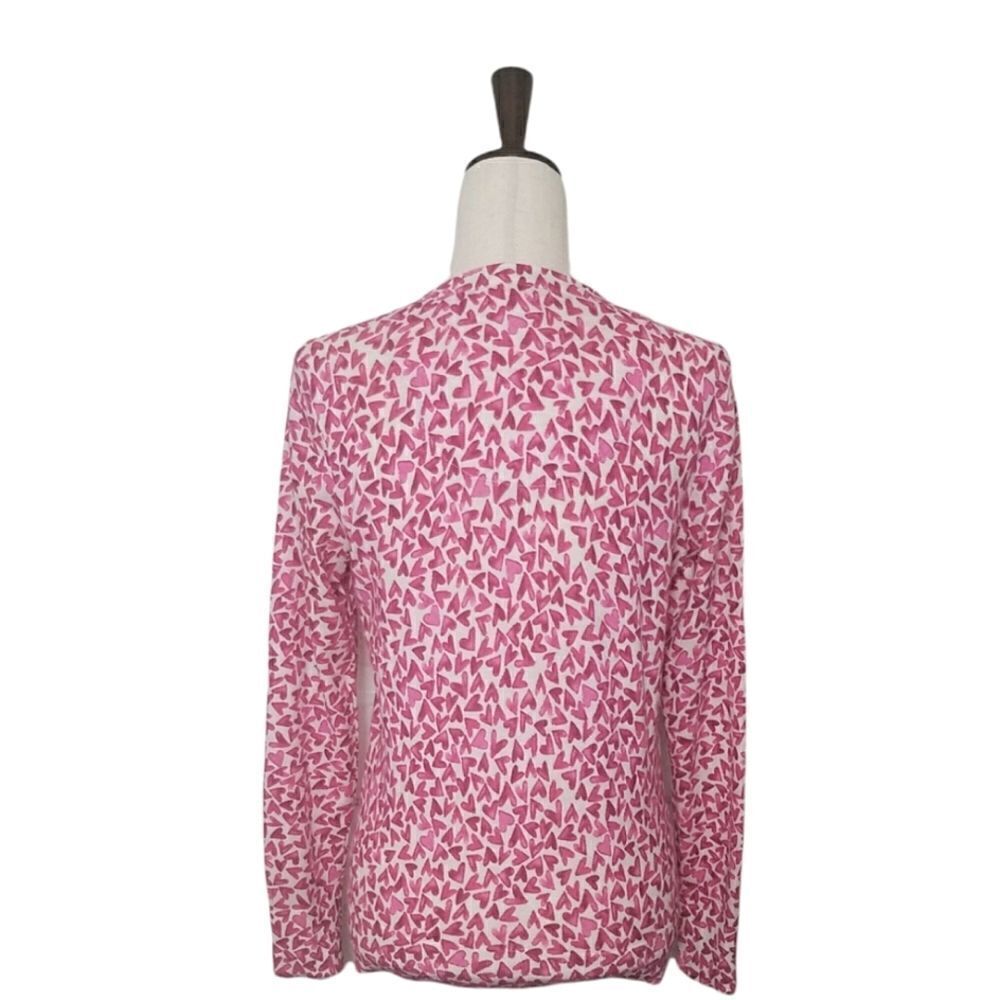 Foxcroft Pink Heart Crew Neck Button Down Cardigan Sweater Size S - Picture 4 of 10